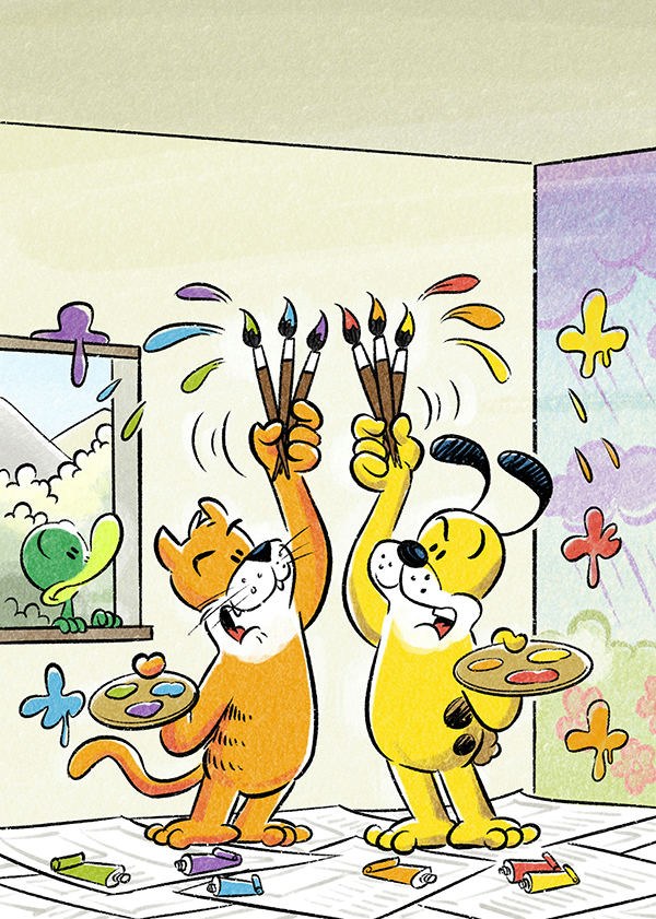 Cover of Cat and Dog Paint a Rainbow